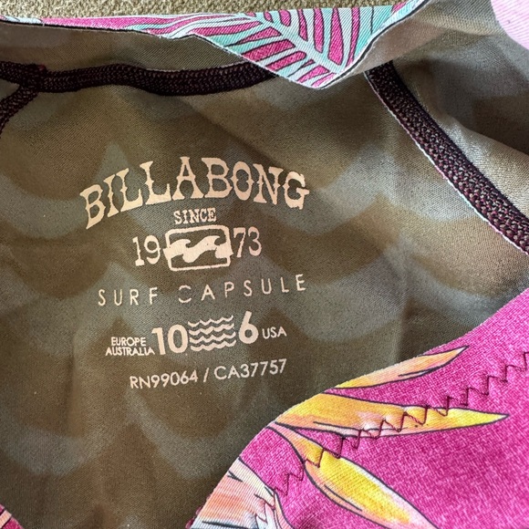 Billabong 1mm Peeky front zip wetsuit Pink Floral Long Sleeve Top neoprene 6 - Picture 5 of 8